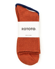 RoToTo Washi/Recycle Cotton Rib Socks - Dark Orange - Standard & Strange