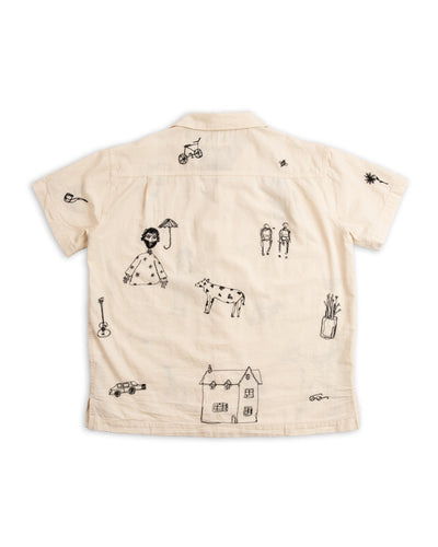 Samuel Zelig Embroidered Camp Shirt - Natural/Black - Standard & Strange