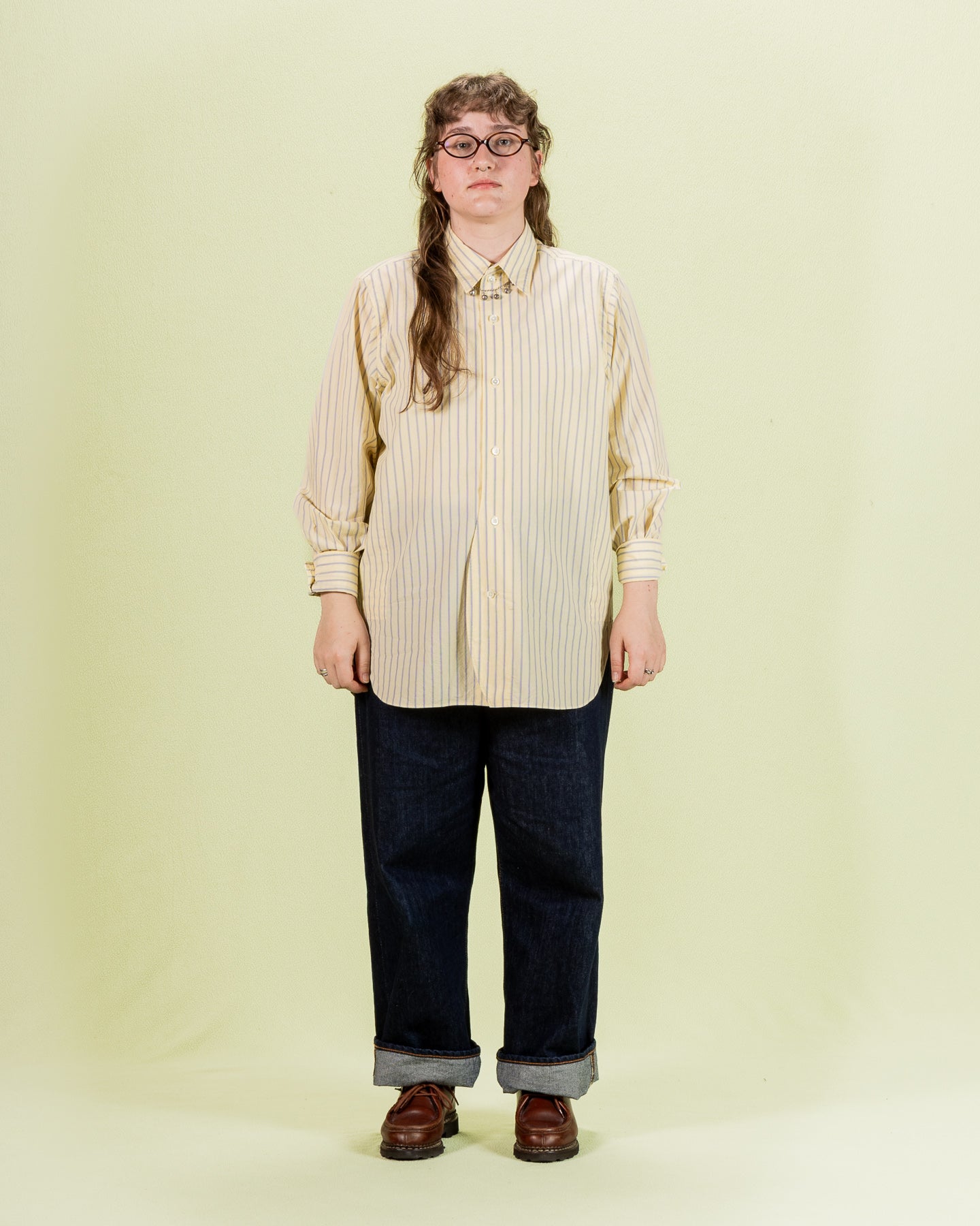 Senui Inside Pockets Shirt - Yellow Washed Fine Stripe - Standard & Strange