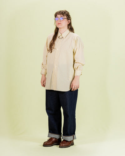 Senui Inside Pockets Shirt - Yellow Washed Fine Stripe - Standard & Strange