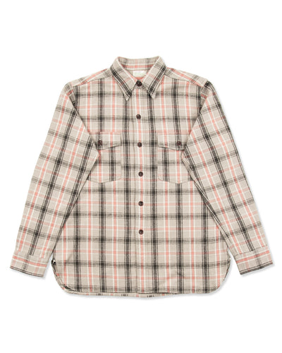 Warehouse Flannel Shirt with Chinstrap - Grey O/W - Standard & Strange