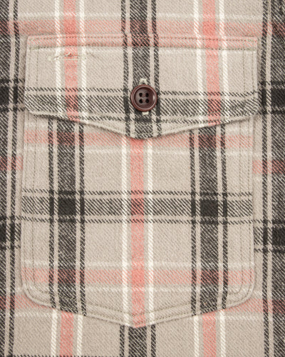 Warehouse Flannel Shirt with Chinstrap - Grey O/W - Standard & Strange