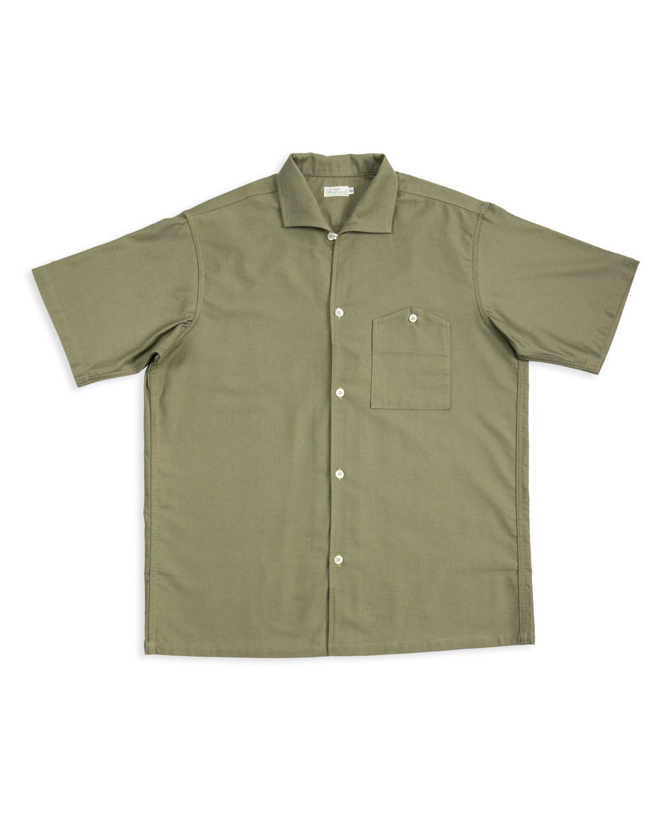 Warehouse Lot 3091 S/S Open Collar Shirt - OD Green - Standard & Strange