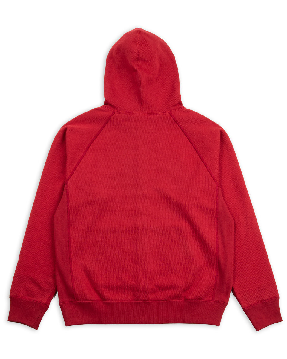 red pullover sweatshirt soft inside. heavy weight good material