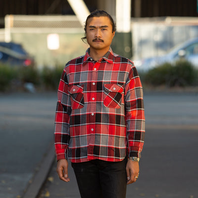 The Real McCoy's 8HU Napped Flannel Shirt / Tongass Plaid - Red - Standard & Strange