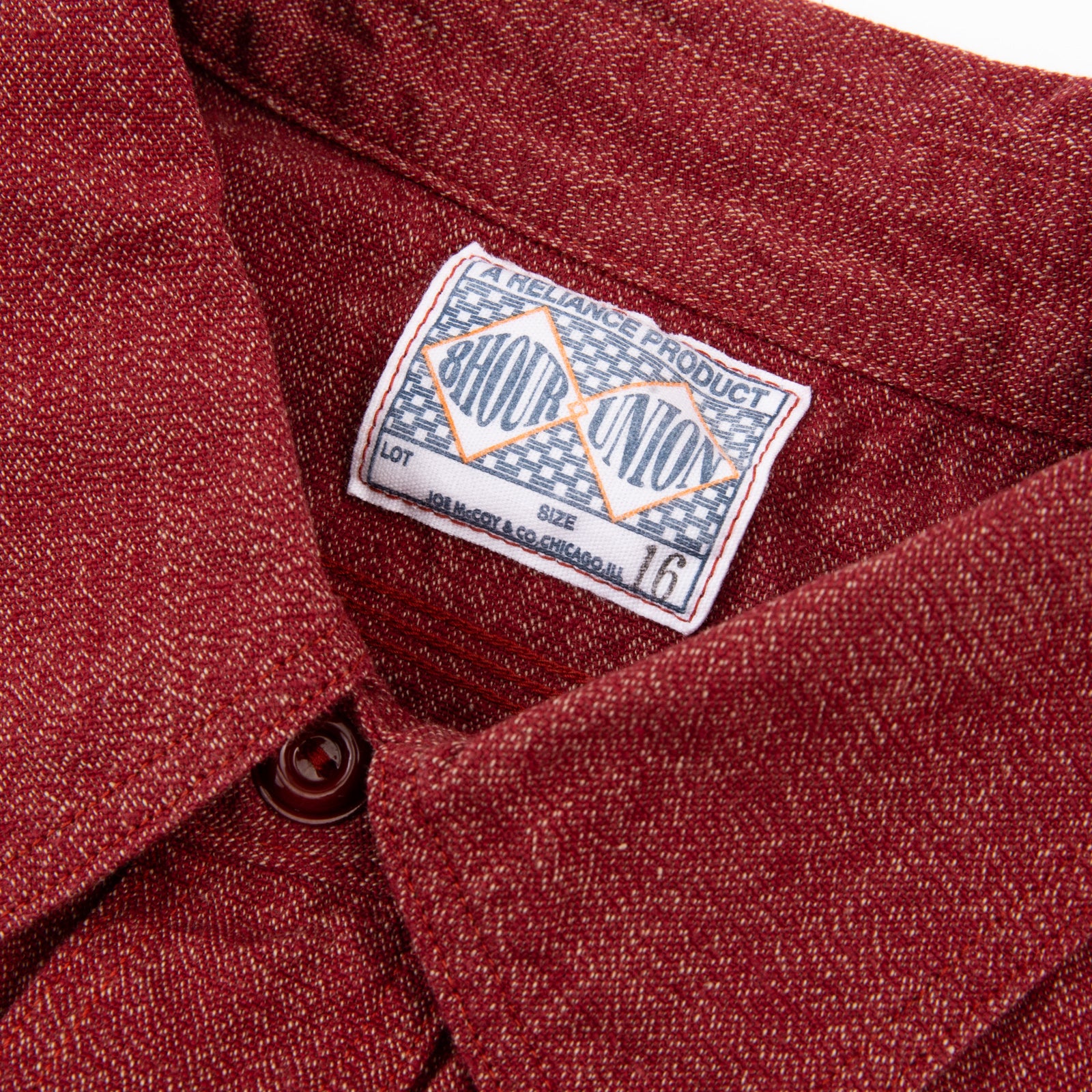 The Real McCoy's 8 Hour Union Twist Chambray Work Shirt - Red 
