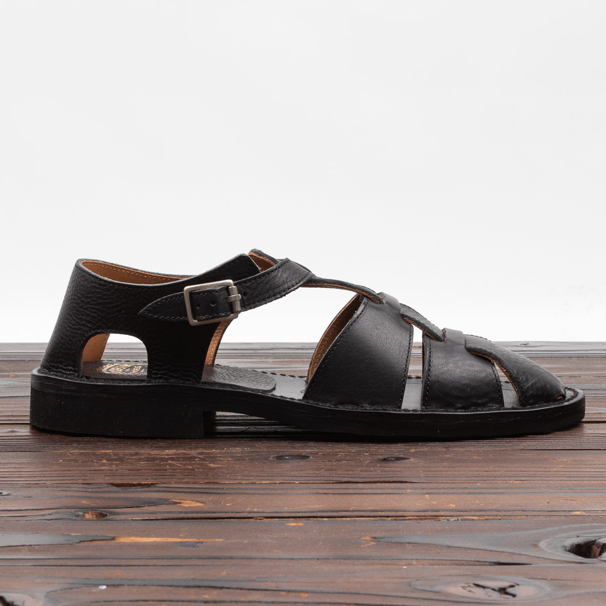 Bruschetta Shoes Orleans Sandal - Black Vachetta Leather