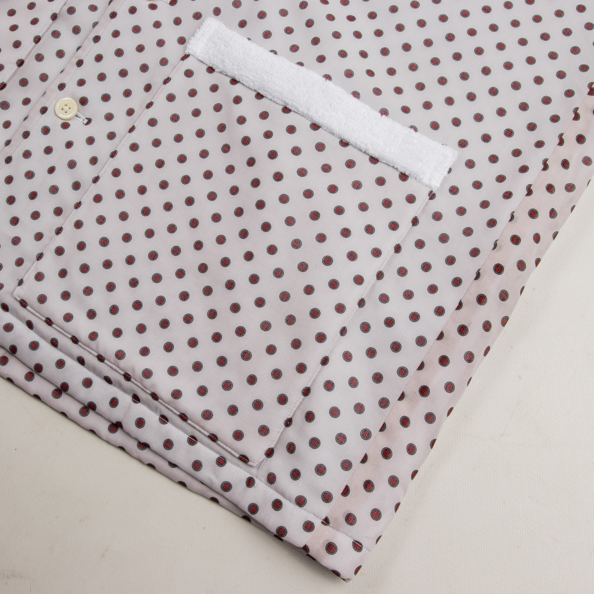 Bryceland's Co Towel Shirt - White w/ Navy/Red Circles - Standard & Strange