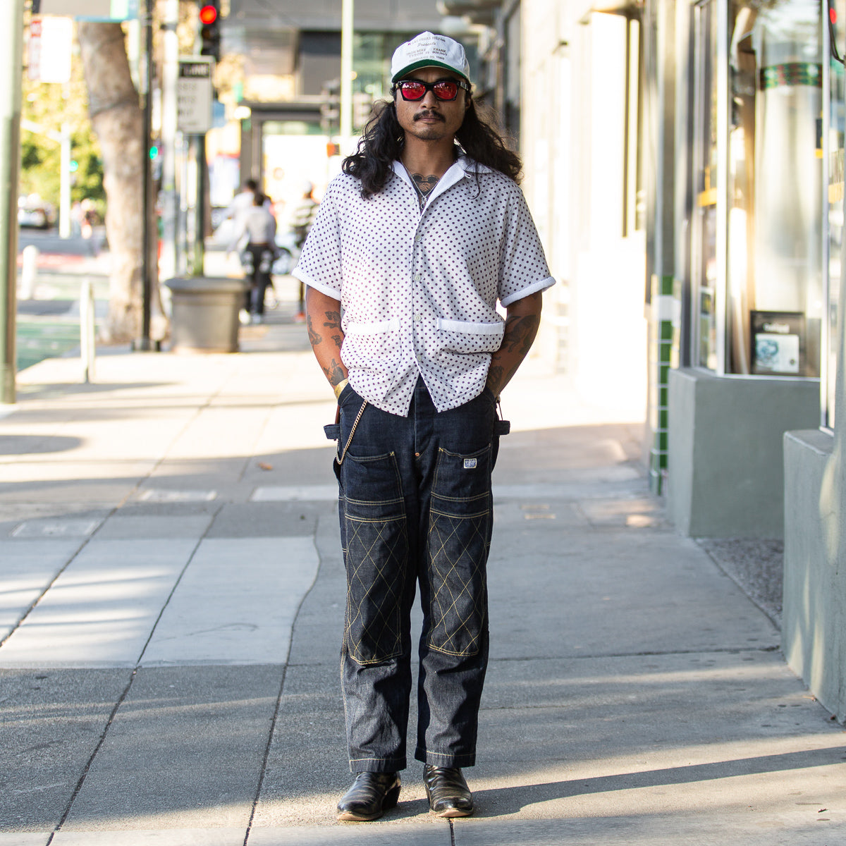 Bryceland's Co Towel Shirt - White w/ Navy/Red Circles - Standard & Strange