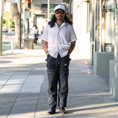 Bryceland's Co Towel Shirt - White w/ Navy/Red Circles - Standard & Strange