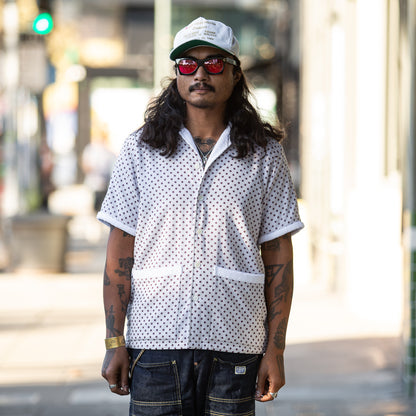 Bryceland's Co Towel Shirt - White w/ Navy/Red Circles - Standard & Strange