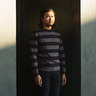 The Real McCoy's Buco Heavy Stripe Racing Jersey - Gray/Black - Standard & Strange