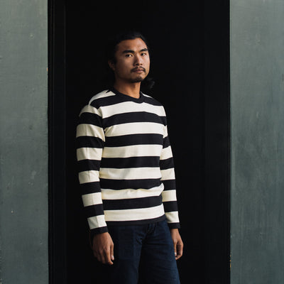 The Real McCoy's Buco Heavy Stripe Racing Jersey - White/Black - Standard & Strange