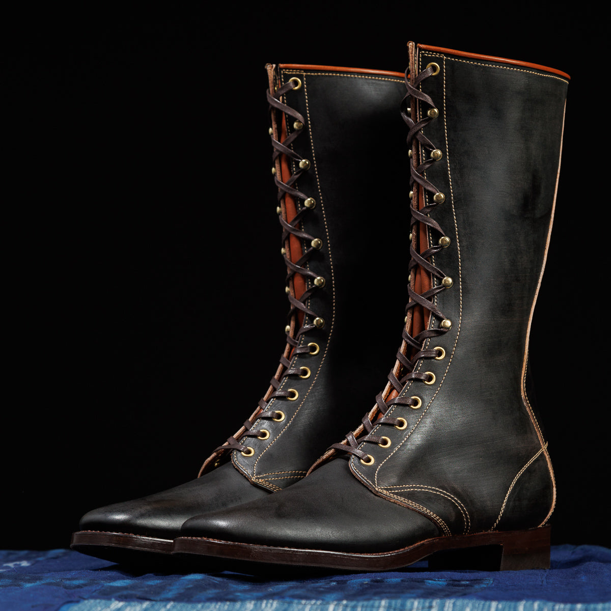 Hi-Liner Boots - Black Overdyed Latigo - CN Wide Last