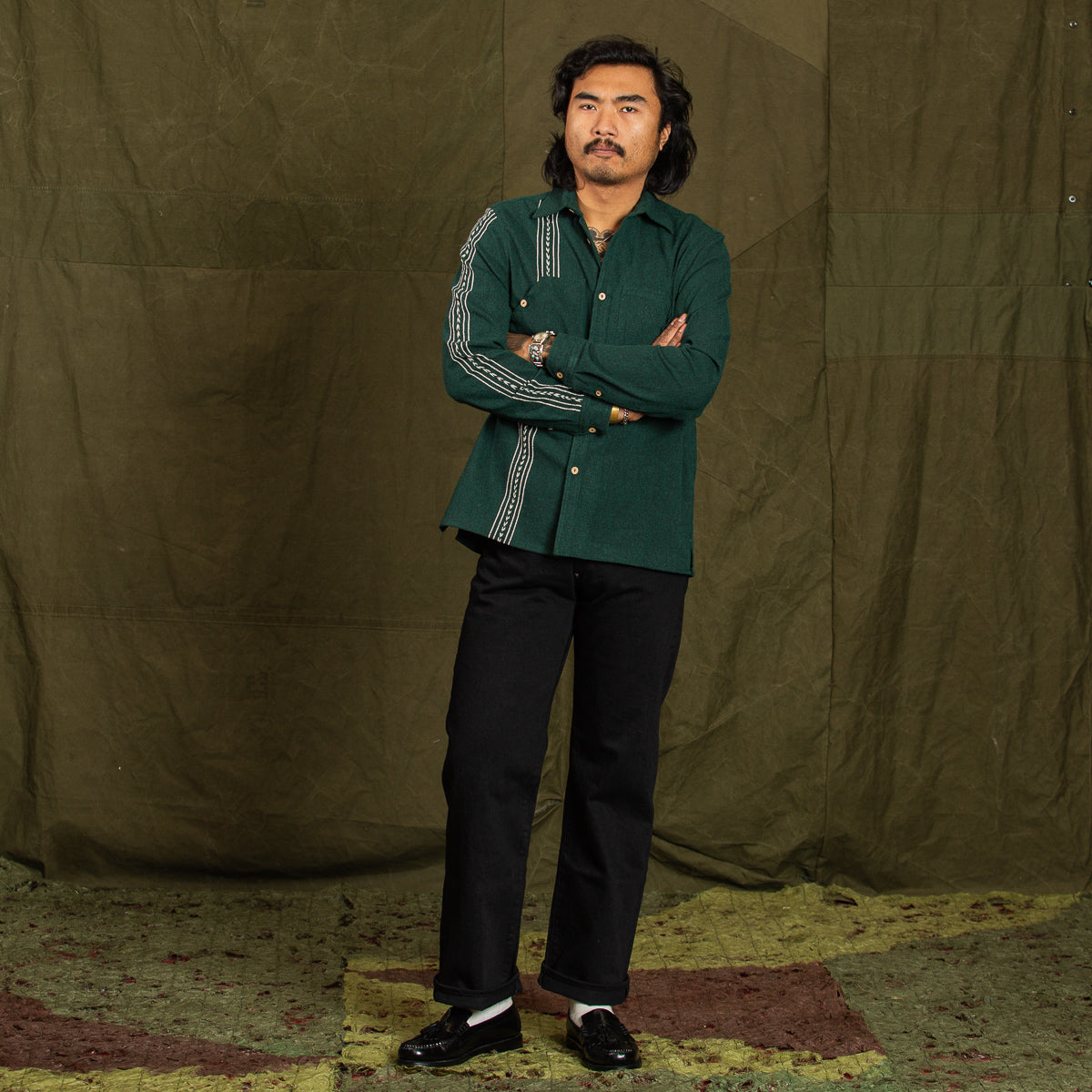 Graziano and Gutiérrez Work-Shirt - Green Striped - Standard & Strange
