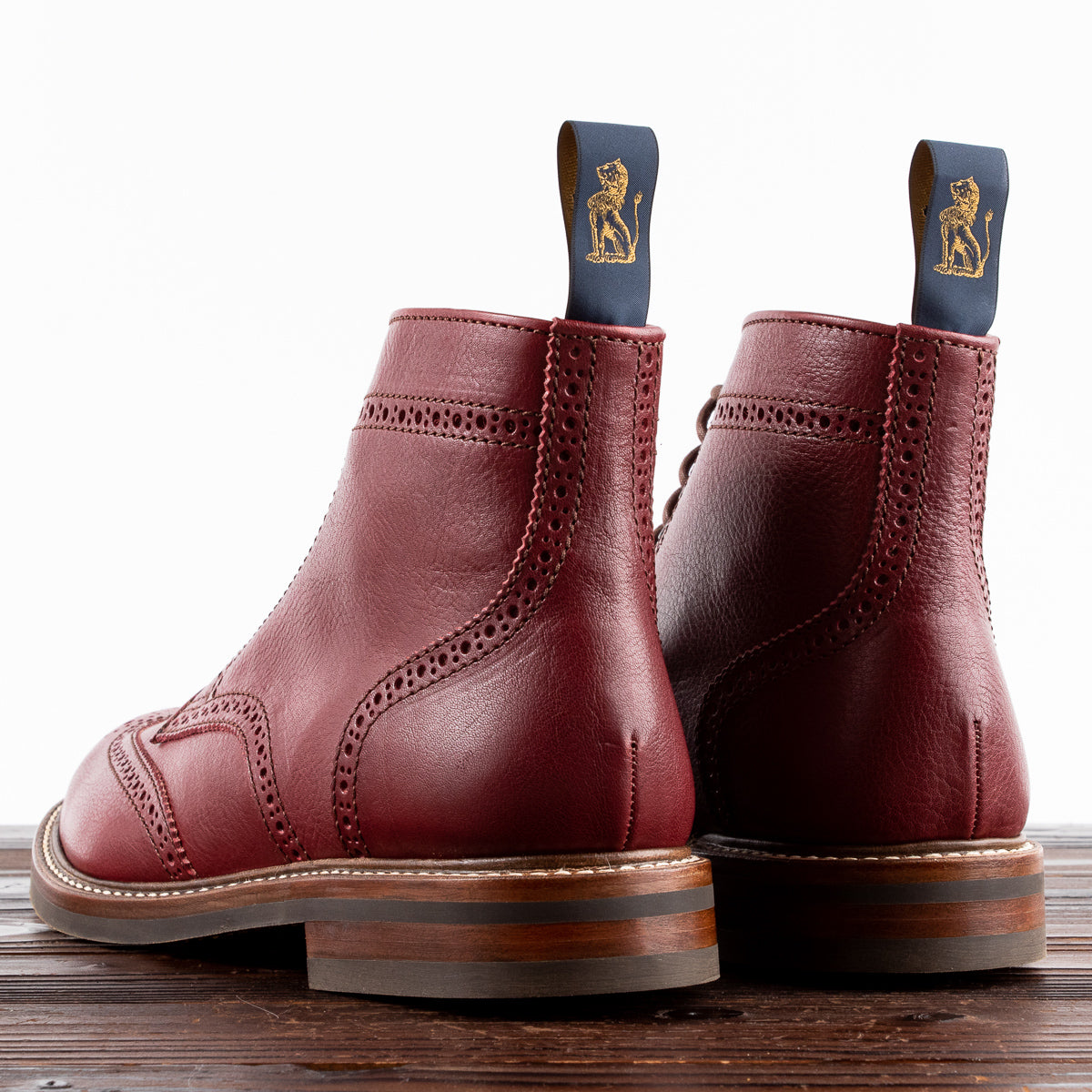John Lofgren Glover Brogue Boots - Burgundy Vacchetta - Standard & Strange