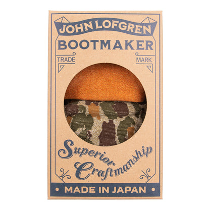 John Lofgren Two Pack Socks - Camo Olive x Grained Orange - Standard & Strange