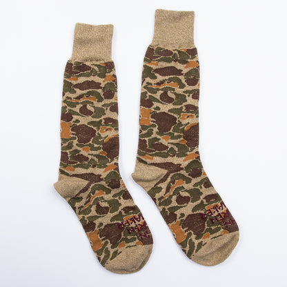 John Lofgren Two Pack Socks - Camo Olive x Grained Orange - Standard & Strange