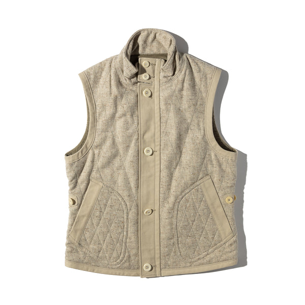 Fencing Down Vest - Marling & Evans Natural Wool Serge / Ecru