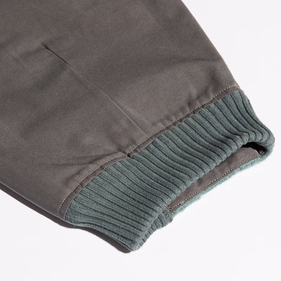 MotivMfg Skyliner Trousers - Cotton Wool Heavy Textured Jersey/Cotton Polyester Weather Cloth / Steel on Teal - Standard & Strange