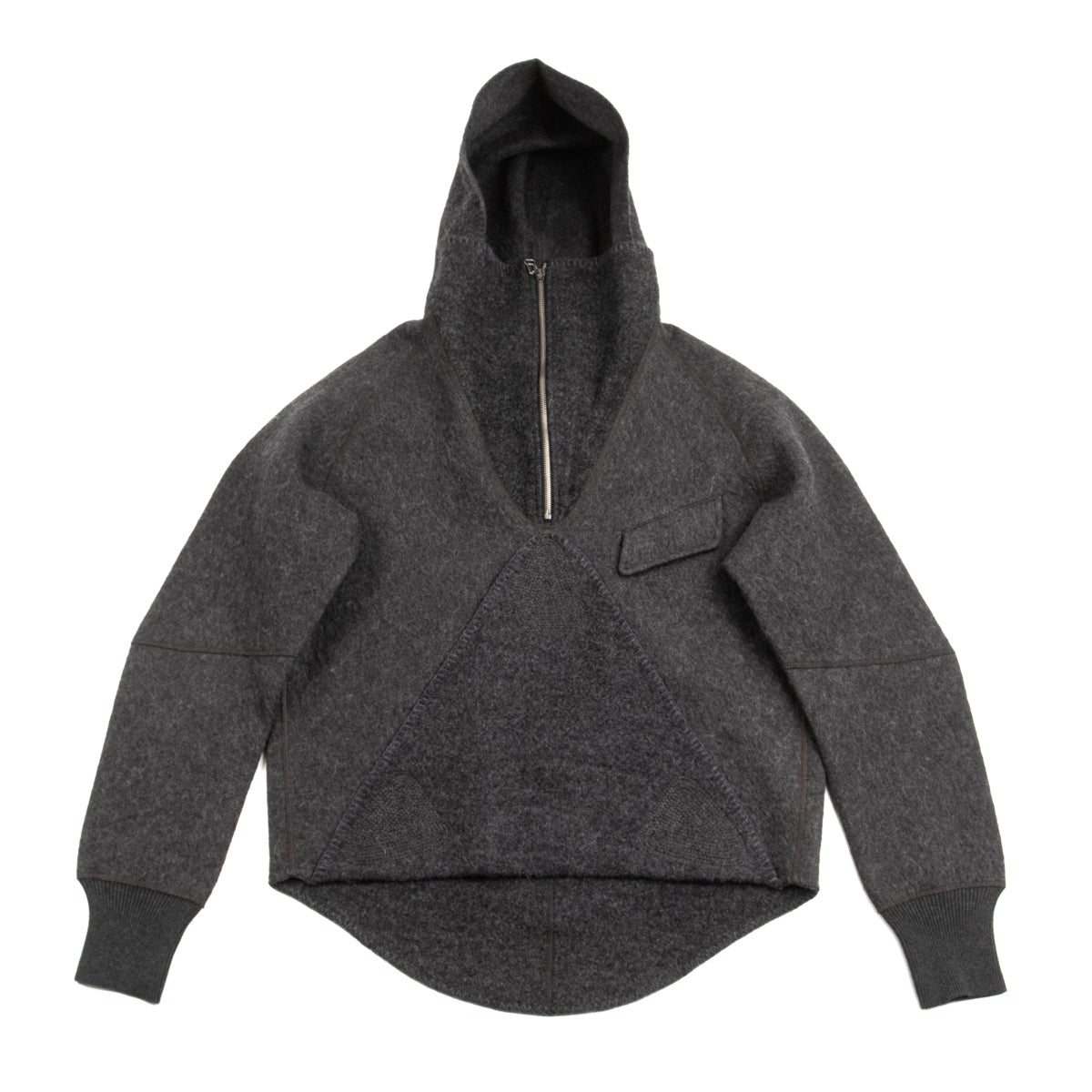 Glacier Hooded Sweatshirt - Cotton Wool Heavy Textured Jersey / Charcoal