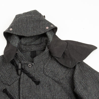 MotivMfg Plateau Duffle Coat - Lovat Ribbed Wool Overcoating / Lead - Standard & Strange