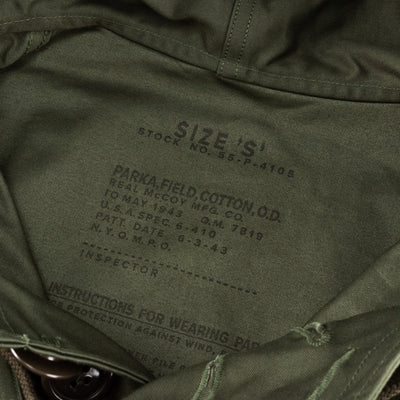 The Real McCoy's PARKA, FIELD, COTTON, OD - Standard & Strange