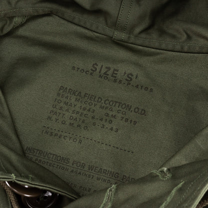 The Real McCoy's PARKA, FIELD, COTTON, OD - Standard & Strange