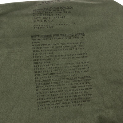 The Real McCoy's PARKA, FIELD, COTTON, OD - Standard & Strange