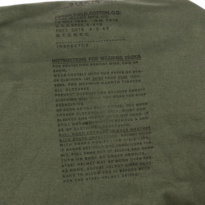 The Real McCoy's PARKA, FIELD, COTTON, OD - Standard & Strange