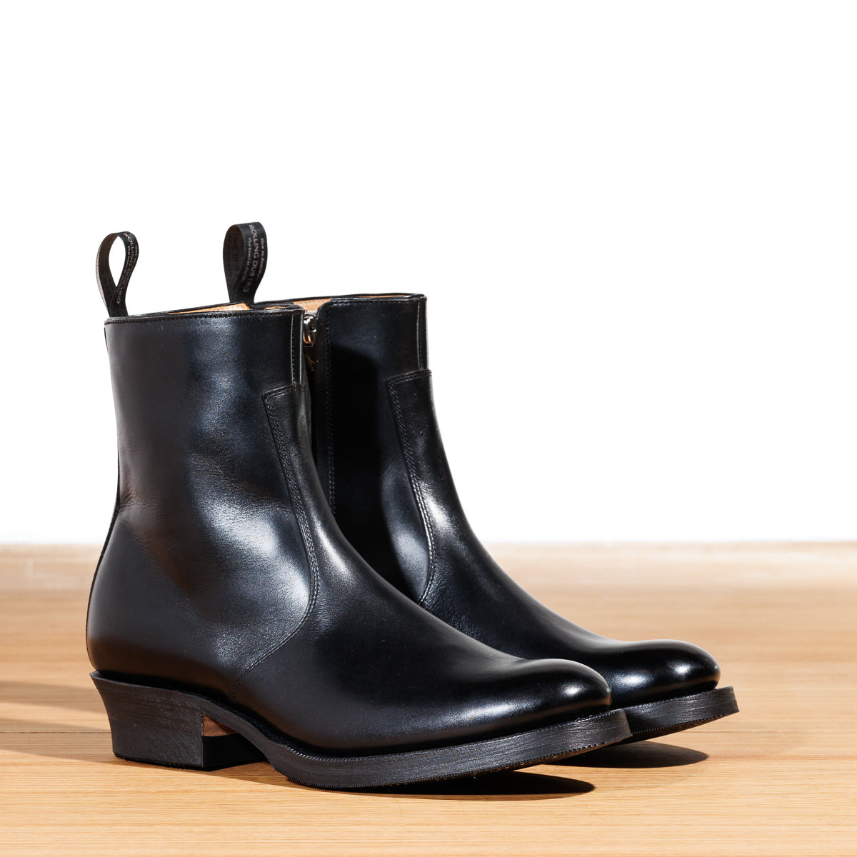 Rolling Dub Trio Gleaners Side Zip Boots - Black Japanese Box Calf 