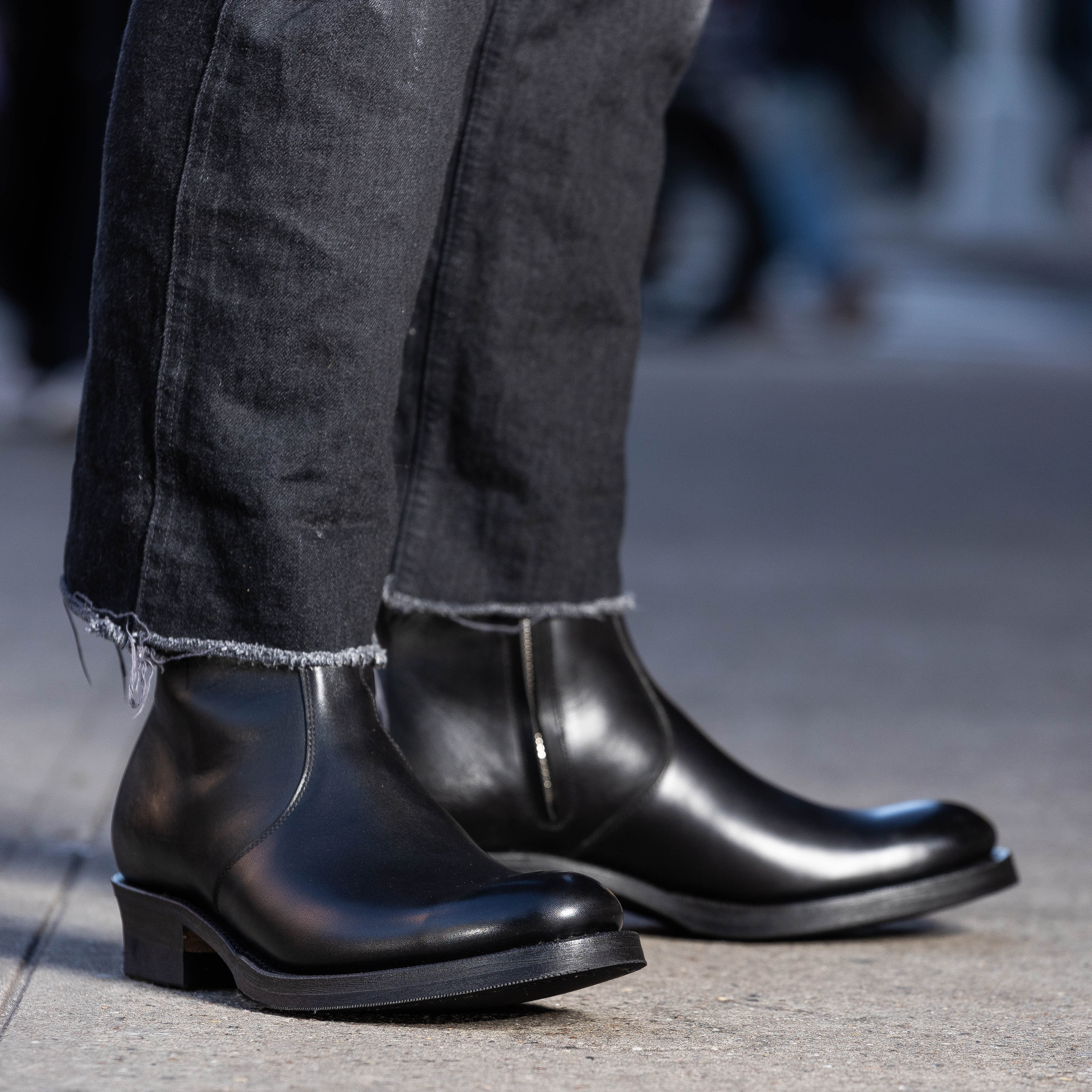 Rolling Dub Trio Gleaners Side Zip Boots - Black Japanese Box Calf - Standard & Strange