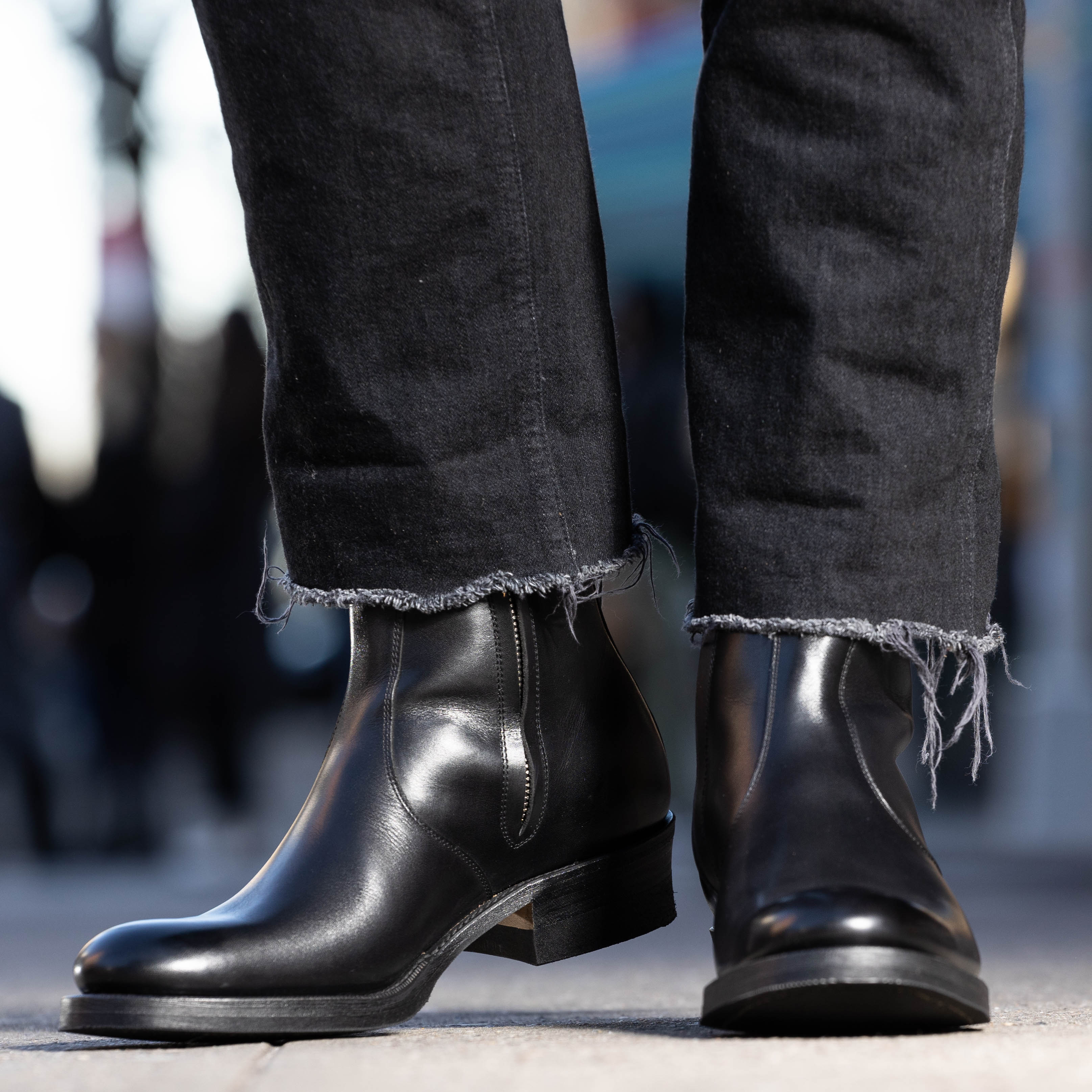 Rolling Dub Trio Gleaners Side Zip Boots - Black Japanese Box Calf - Standard & Strange