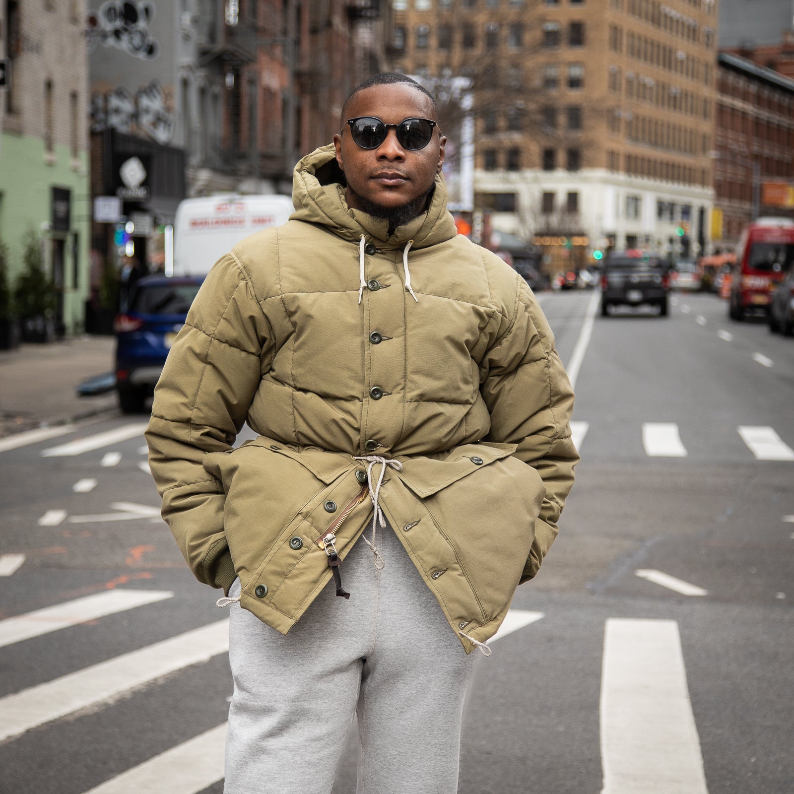 The Real McCoy's Cotton/Nylon Hooded Down Jacket - Olive