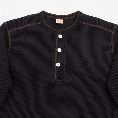The Real McCoy's Joe McCoy Long Sleeve Waffle Henley - Black - Standard & Strange