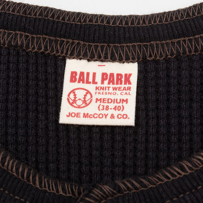 The Real McCoy's Joe McCoy Long Sleeve Waffle Henley - Black - Standard & Strange