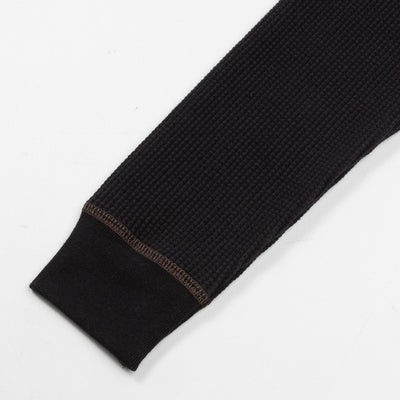 The Real McCoy's Joe McCoy Long Sleeve Waffle Henley - Black - Standard & Strange