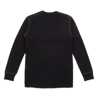 The Real McCoy's Joe McCoy Long Sleeve Waffle Henley - Black - Standard & Strange
