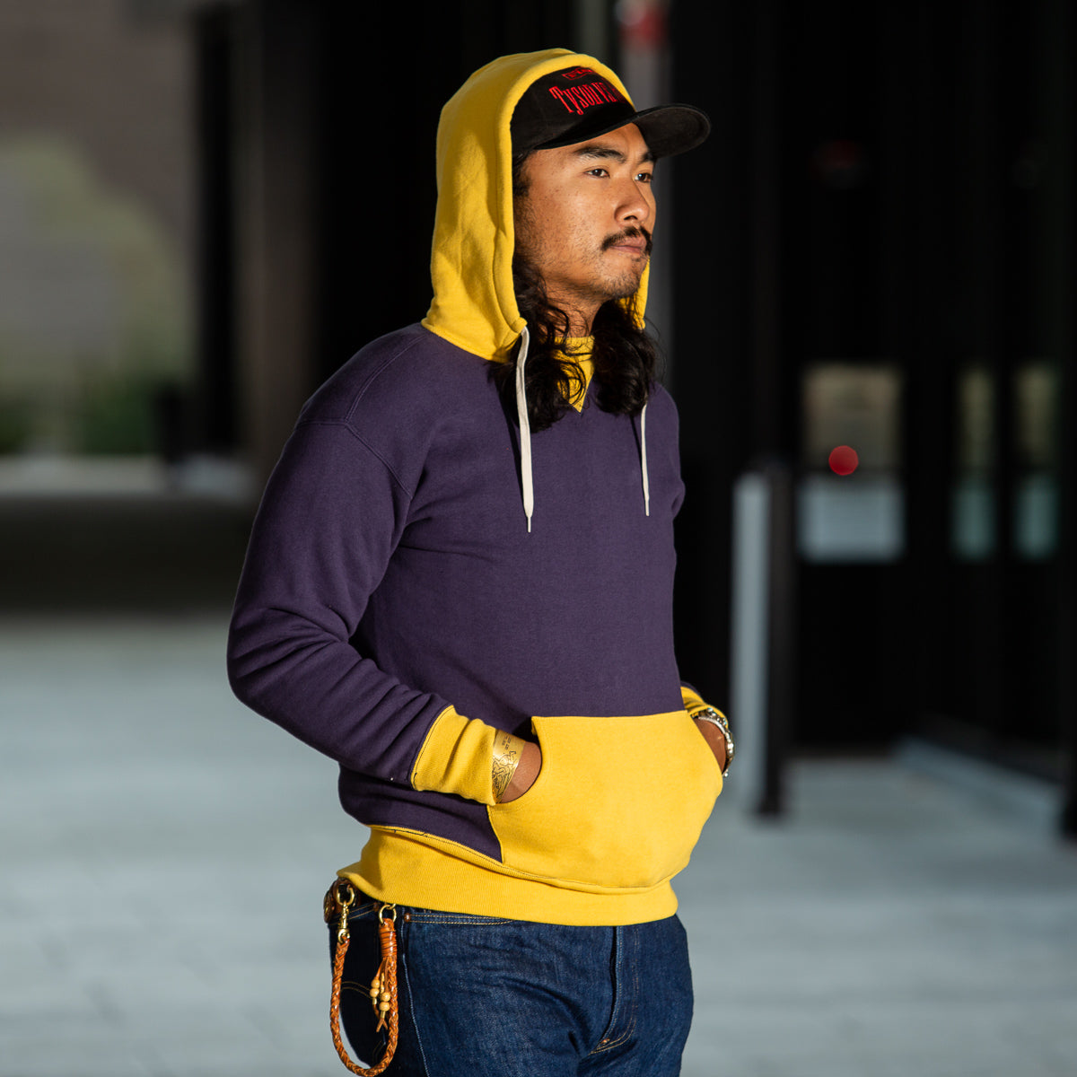 RECOGNIZE 7 INCH HOODIE レコグナイズ プルオーバーパーカー【F1201-004】 The Real McCoy's Loopwheel After Hooded Parka - Blue/Yellow