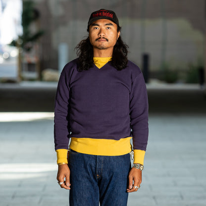 The Real McCoy's Loopwheel Crewneck Sweatshirt - Two-Tone Blue/Yellow - Standard & Strange