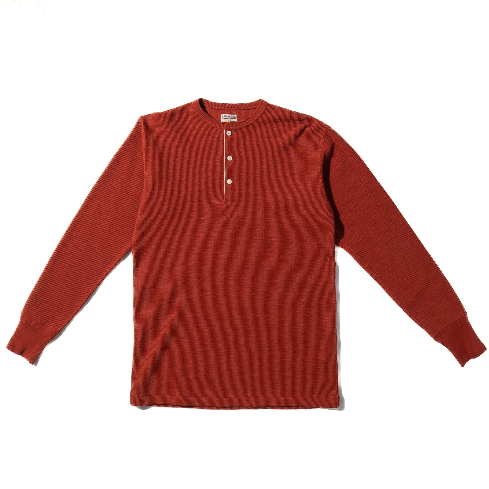 The Real McCoy's Western Cardigan Stitch Henley Shirt - Brick Red - Standard & Strange