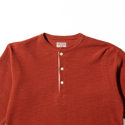 The Real McCoy's Western Cardigan Stitch Henley Shirt - Brick Red - Standard & Strange
