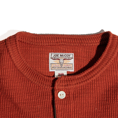 The Real McCoy's Western Cardigan Stitch Henley Shirt - Brick Red - Standard & Strange