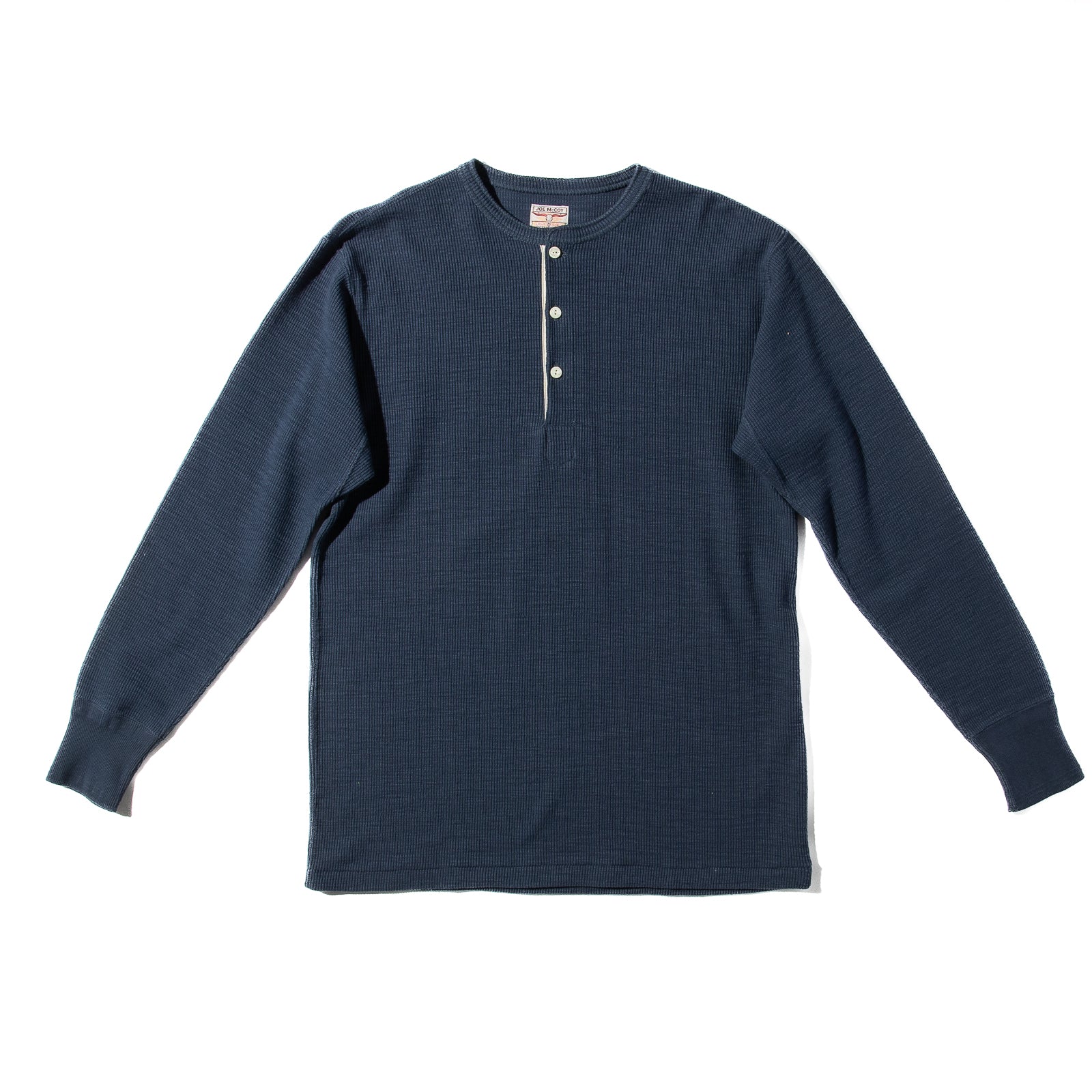 The Real McCoy's Western Cardigan Stitch Henley Shirt - Cobalt