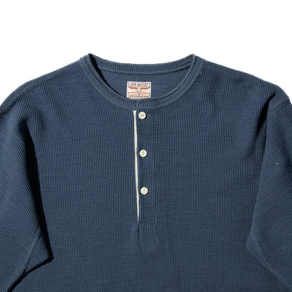 The Real McCoy's Western Cardigan Stitch Henley Shirt - Cobalt - Standard & Strange