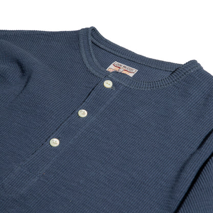 The Real McCoy's Western Cardigan Stitch Henley Shirt - Cobalt - Standard & Strange