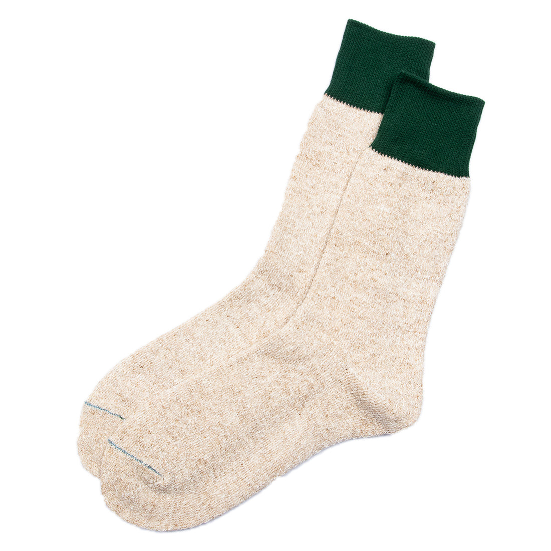 RoToTo Double Face Silk/Cotton Socks - Green/Beige - Standard & Strange