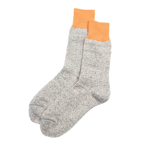 RoToTo Double Face Silk/Cotton Socks - Orange/Gray - Standard & Strange