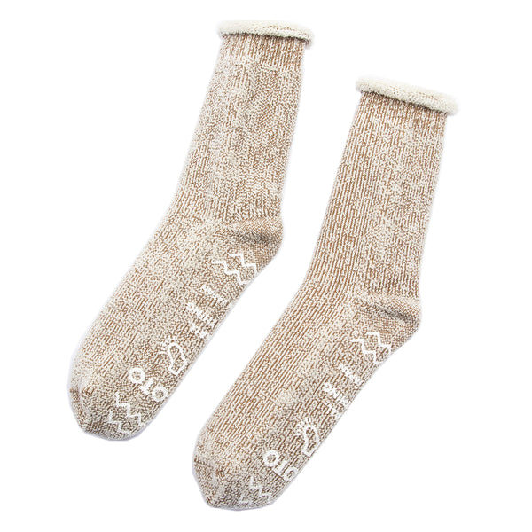 RoToTo Extra Fine Merino Premium Bulky Socks - Khaki/White - Standard & Strange