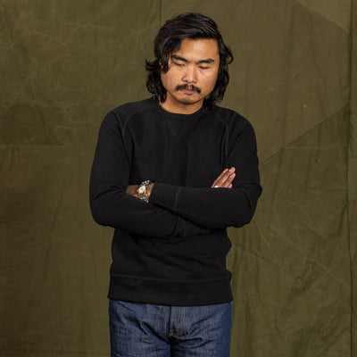 Standard & Strange Wakayama Special Loopwheel Raglan Crewneck Sweatshirt - Black - Standard & Strange